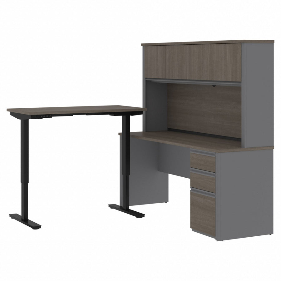 L-Shaped Desk 66.8 in H Bark Grey/Slate