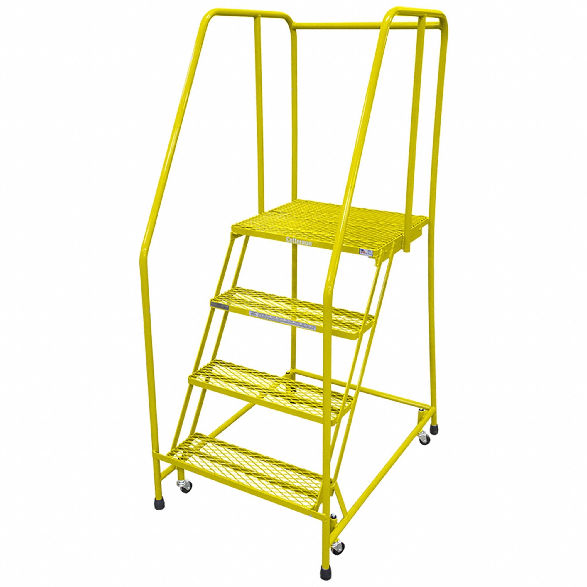 Rolling Ladder Steel 70In. H. Yellow