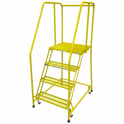 Rolling Ladder Steel 70In. H. Yellow