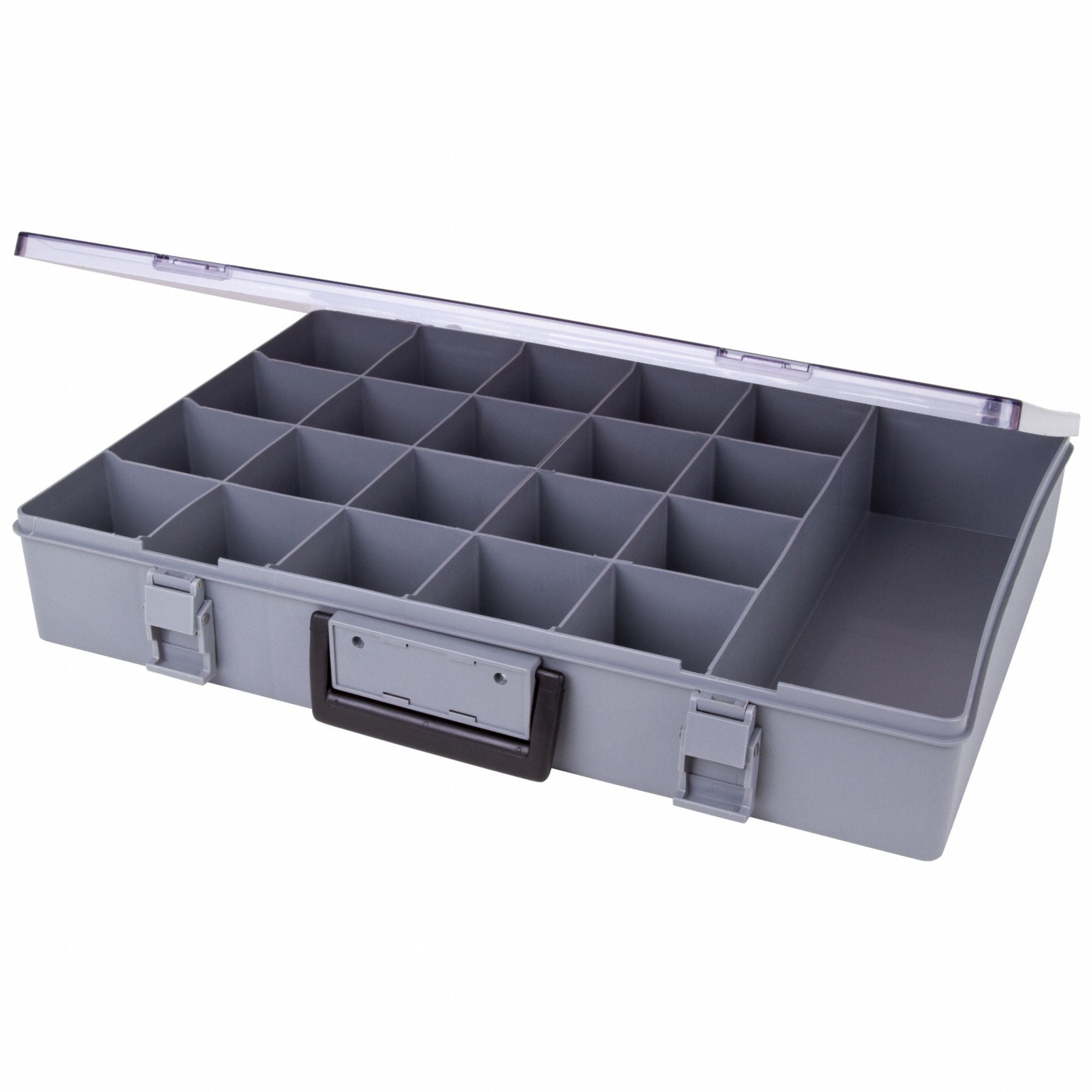 Comprt Bx Dbl Positive Locking Gray 3 in