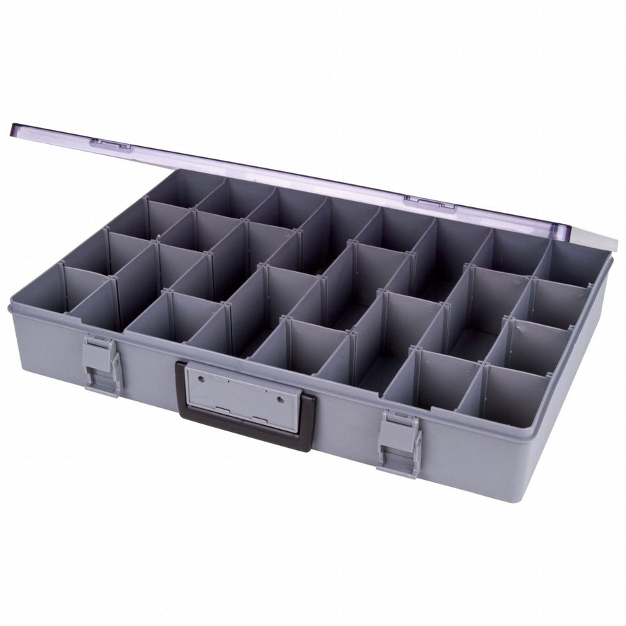 K4979 Comprt Bx Dbl Positive Locking Gray 3 in
