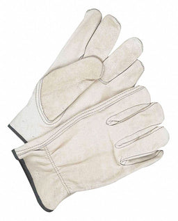 Leather Gloves Shirred Slip-On Cuff L