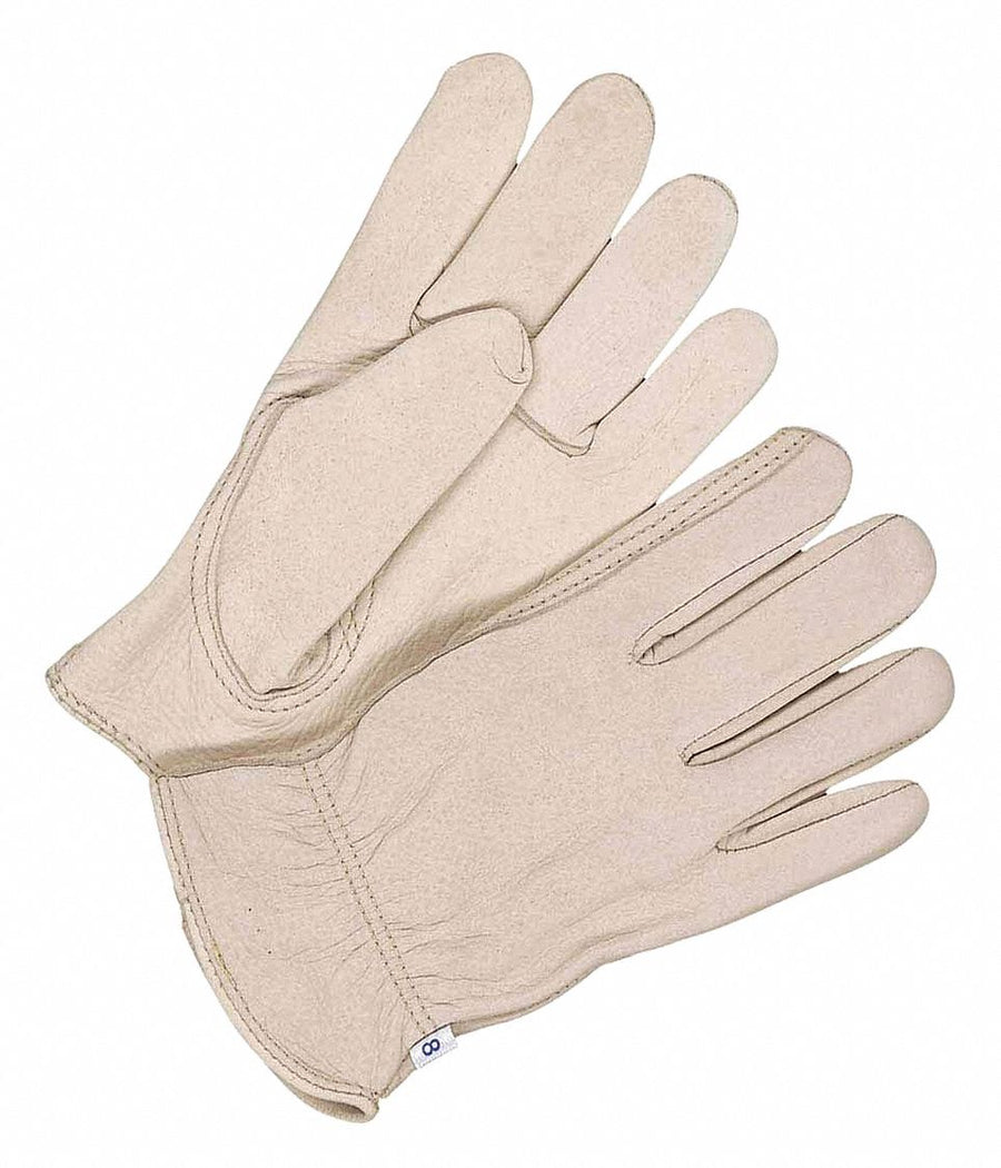 Leather Gloves Shirred Slip-On Cuff S