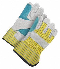 Leather Gloves Gray/Teal L PR