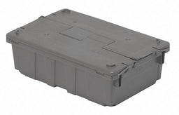 Attached Lid Container Gray Solid HDPE