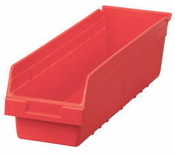 D5436 Shelf Bin Red Plastic 6 in