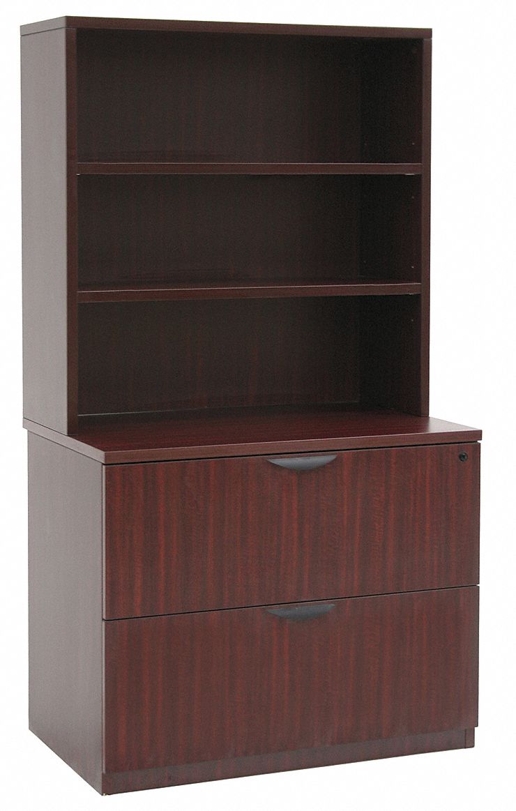 Lateral File Cabinet with Hutch Mahogany