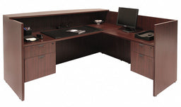 L-Shape Reception Desk 42 in H Mahogany