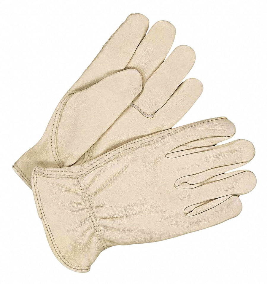 Leather Gloves Shirred Slip-On Cuff S