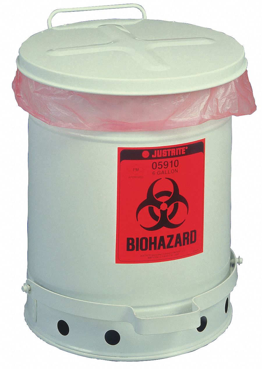 Biohazard Waste Container Silver Steel