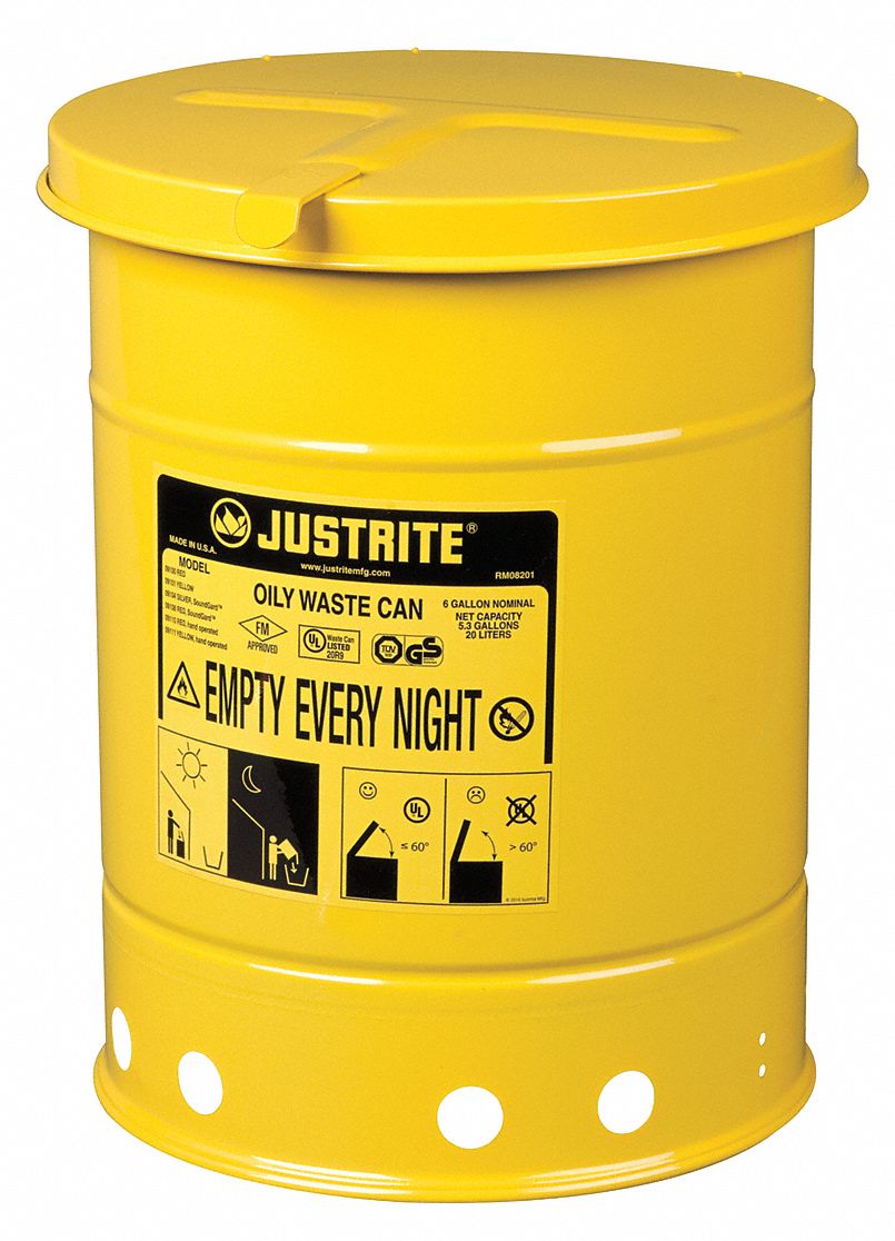 K8547 Oily Waste Can 6 gal Steel Yellow
