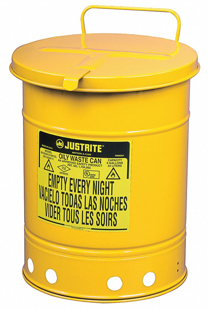 K8548 Oily Waste Can 10 gal Steel Yellow