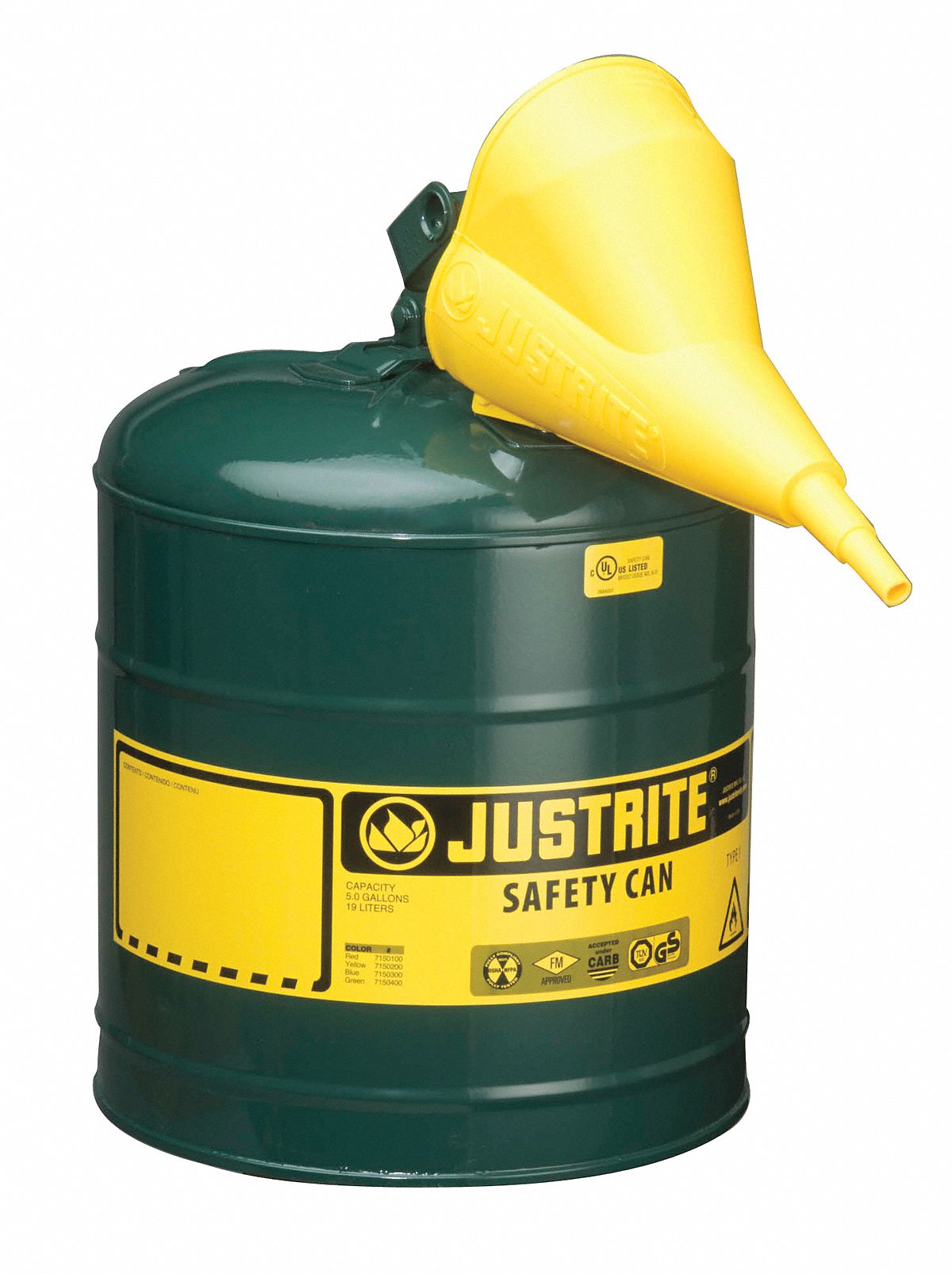 Type I Safety Can 5 gal Green 16-7/8In H