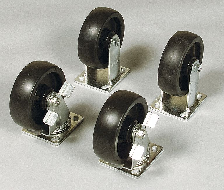 CasterSet 6in-Dia Black 2 600lb 1PK