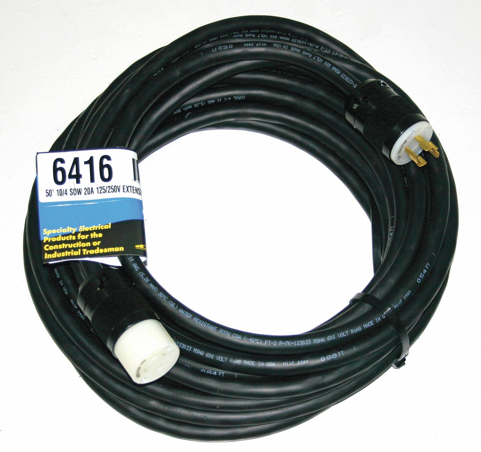Extension Cord 50ft 10Ga 20A SOW Blk