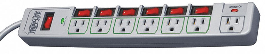 Surge Protector Strip 7 Outlet Gray