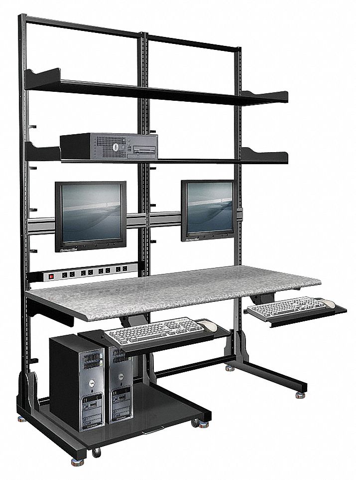 Computer Workstation 87 in H Black/Gray