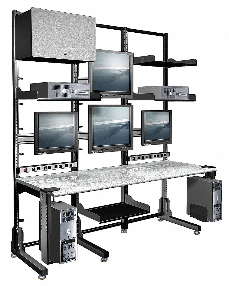 Computer Workstation 87 in H Black/Gray