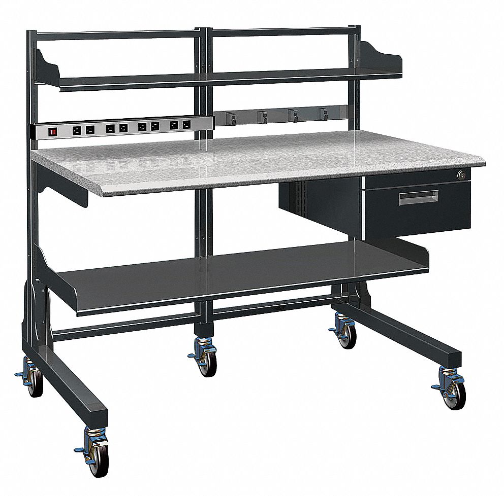 Medical Workstation 49 in H Black/Gray
