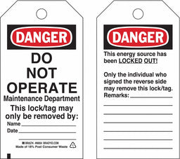 Danger Tag 5-1/2 x 3 In Hd Polyest PK25