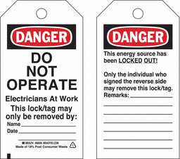 Danger Tag 5-3/4 x 3 In OSHA 3/8 In PK25