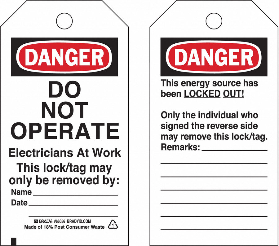 Danger Tag 5-3/4 x 3 In OSHA 3/8 In PK25