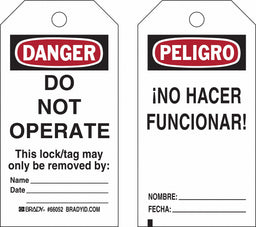 Danger Tag 5-3/4 x 3 In OSHA 3/8 In PK25