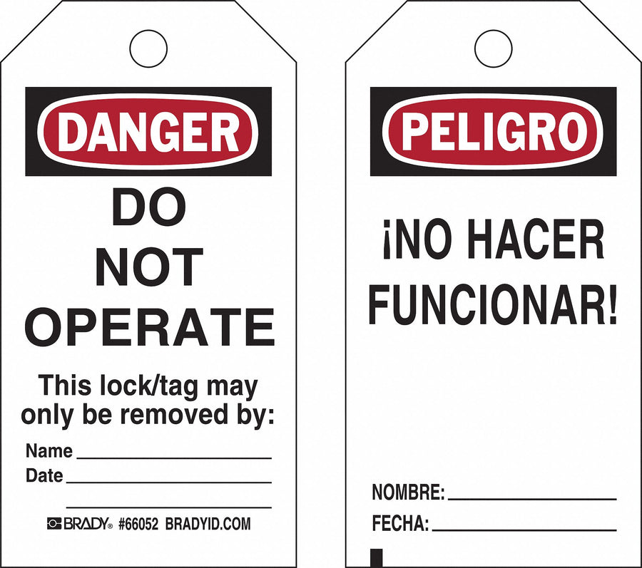 Danger Tag 5-3/4 x 3 In OSHA 3/8 In PK25