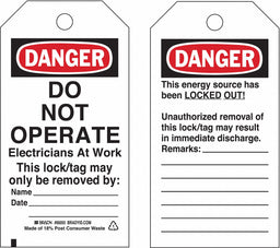Danger Tag 5-3/4 x 3 In OSHA 3/8 In PK25