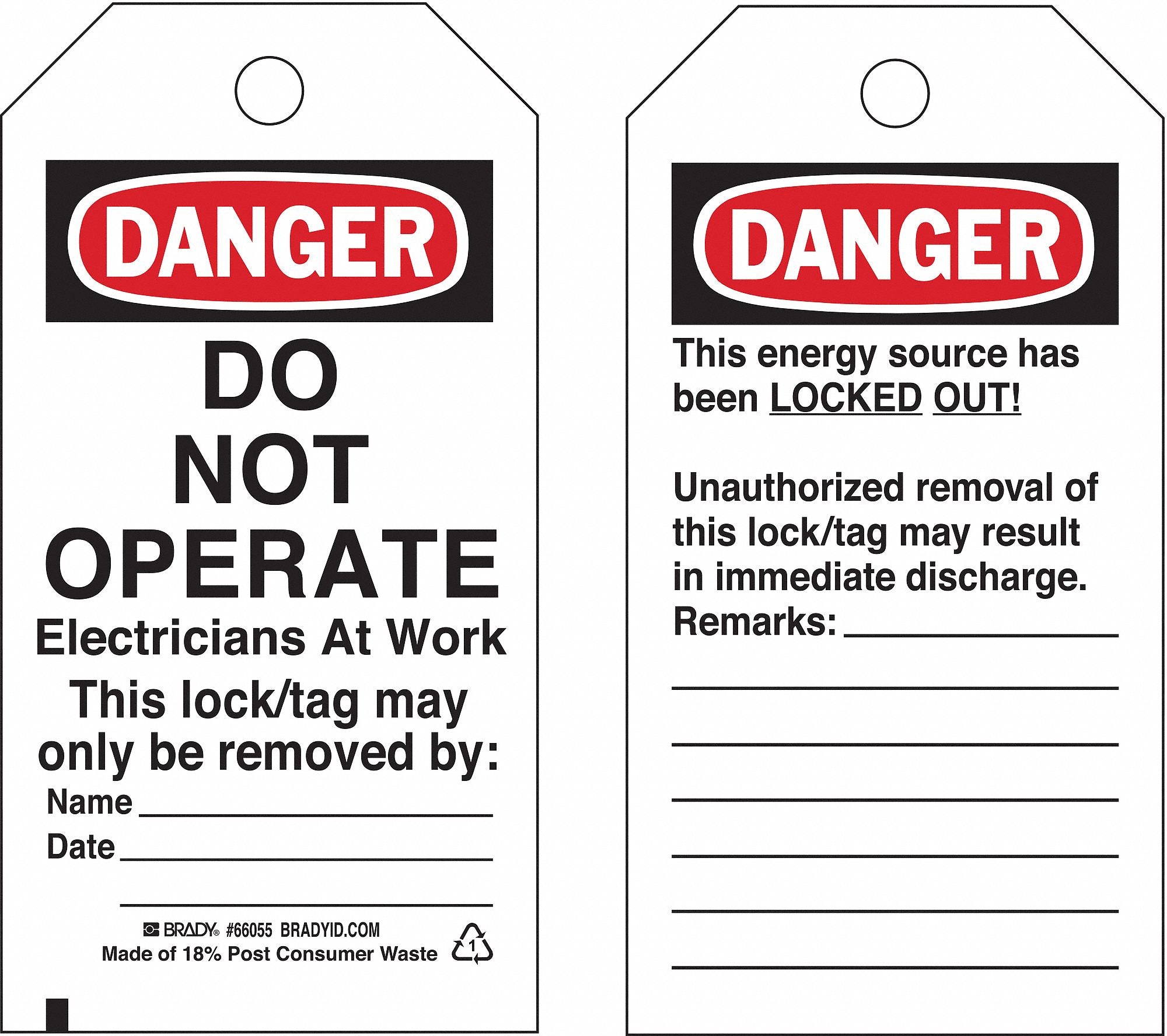 Danger Tag 5-3/4 x 3 In Cardstock PK25