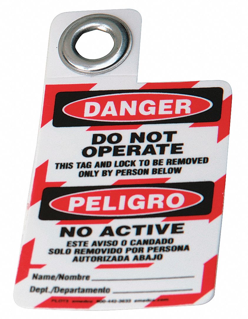 Danger Bilingual Tag 3 x 2 In Met 3/8 In