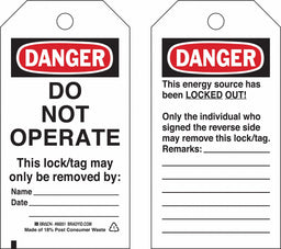 Danger Tag 5-3/4 x 3 In Cardstock PK25