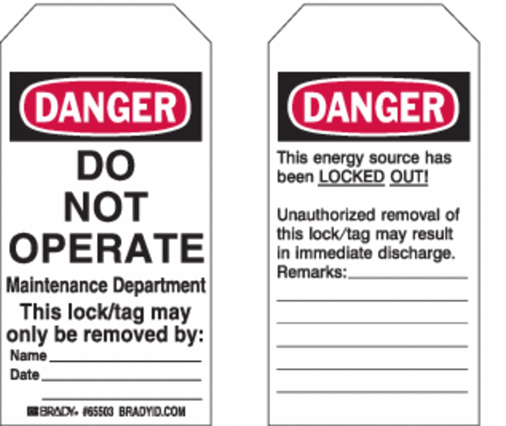 Danger Tag 5-3/4 x 3 In Cardstock PK25