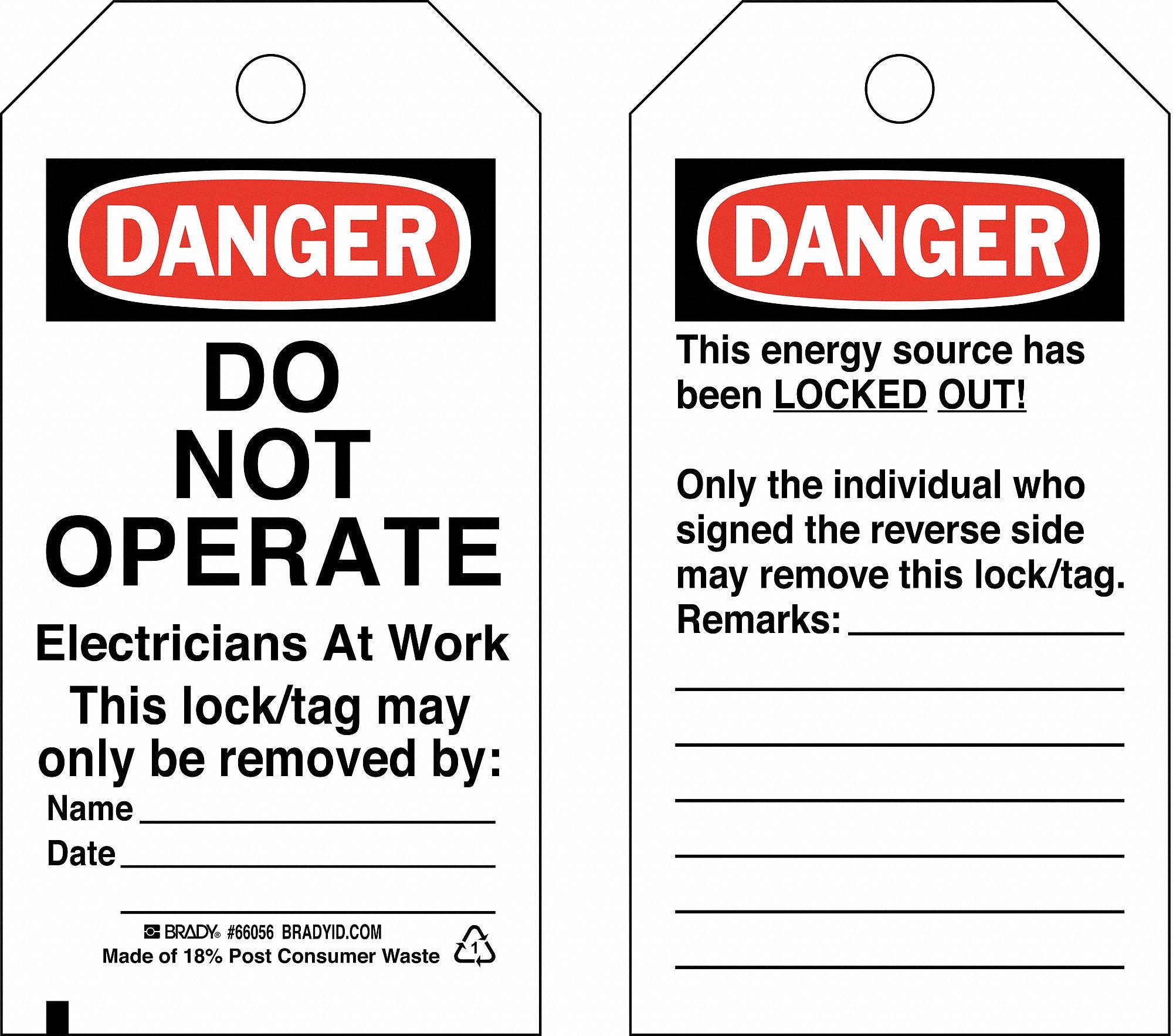 Danger Tag 5-3/4 x 3 In Cardstock PK25