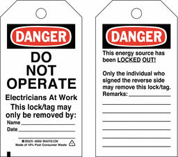 Danger Tag 5-3/4 x 3 In Cardstock PK25