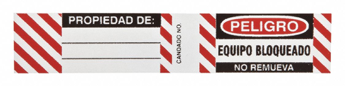 Padlock Label 3/4 inx4 1/2 in Vinyl PK6