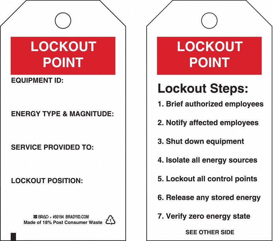 Lockout Tag 5-3/4 x 3 In OSHA Met PK10
