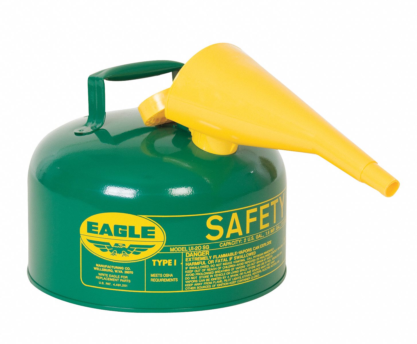 Type I Safety Can 2 gal Green 9-1/2 H