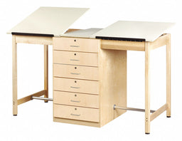 Two Station Drafting Table 70 W Almond