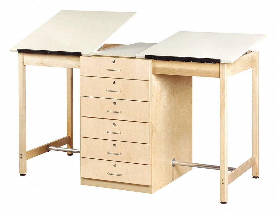 Two Station Drafting Table 70 W Almond