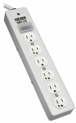 Surge Protector Strip 6 Outlet Gray