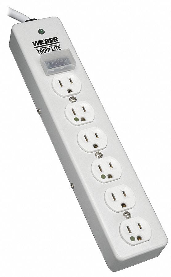 Surge Protector Strip 6 Outlet Gray