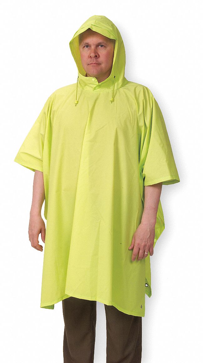 Rain Poncho Reusable Yellow/Green 50 L