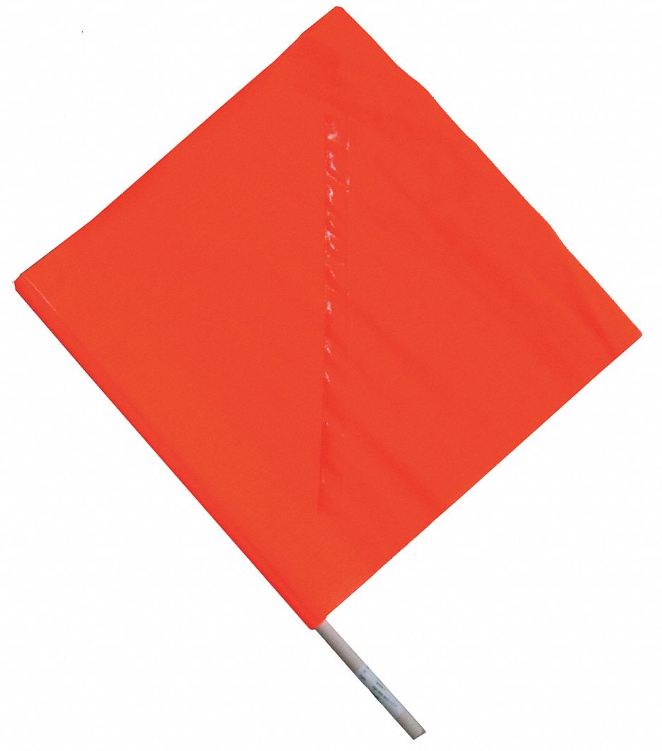 Handheld Warning Flag Orange 18x18In