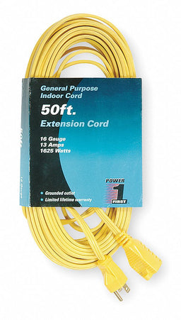 Extension Cord 50ft 16Ga 13A SPT-2 Yel