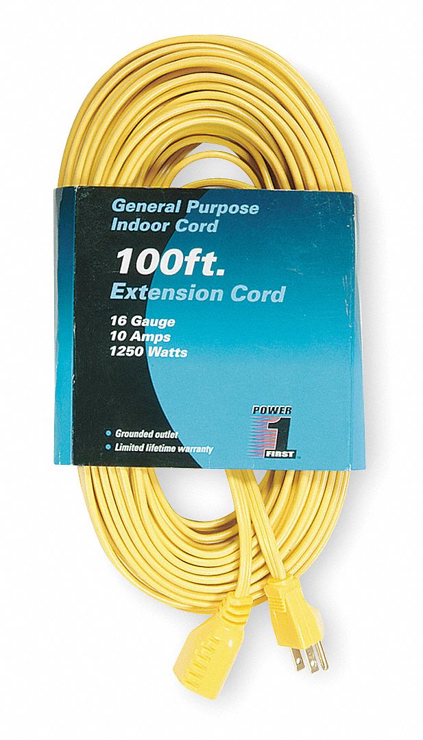 Extension Cord 100ft 16Ga 10A SPT-2 Yel