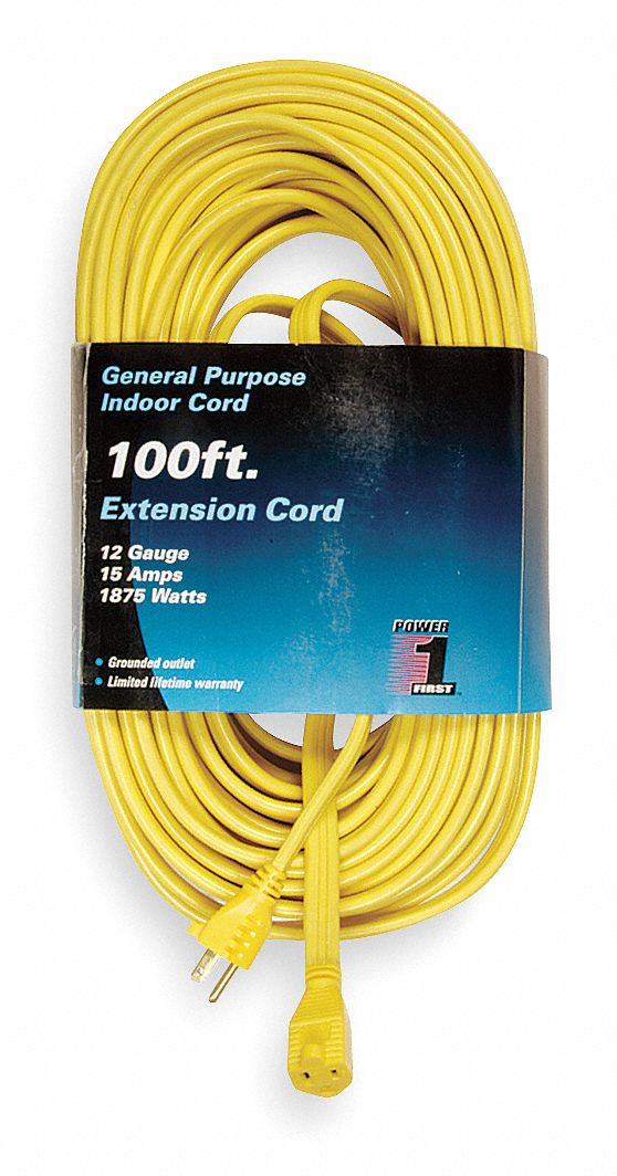 Extension Cord 100ft 12Ga 15A SPT-3 Yel