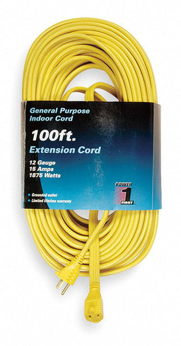 Extension Cord 100ft 12Ga 15A SPT-3 Yel