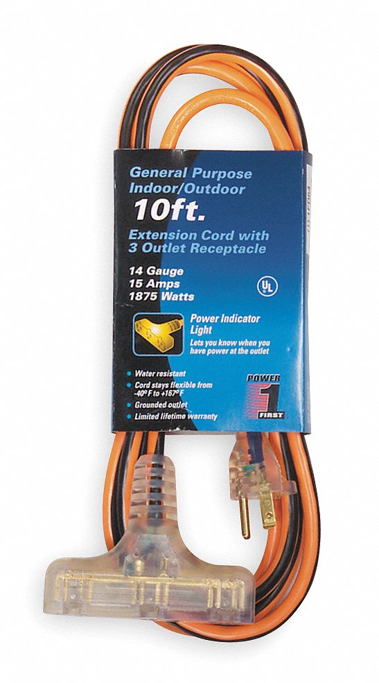 Extension Crd 10ft 14Ga 15A SJTW Org/Blk