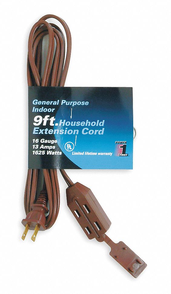 Extension Cord 9ft 16Ga 13A SPT-2 Brn